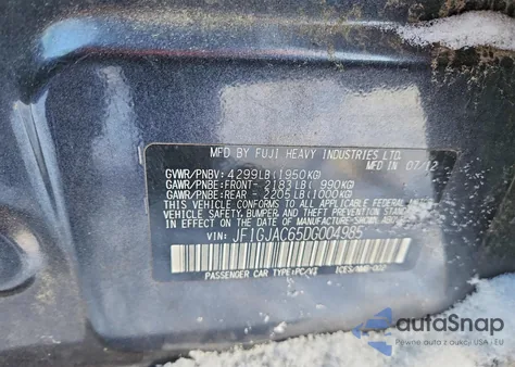 2013 Subaru Impreza Premium from USA, damaged, VIN JF1GJAC65DG004985